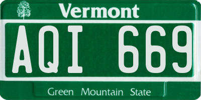 VT license plate AQI669
