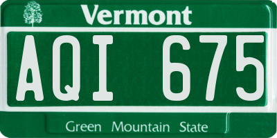 VT license plate AQI675