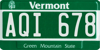 VT license plate AQI678