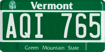 VT license plate AQI765