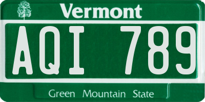 VT license plate AQI789