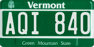 VT license plate AQI840
