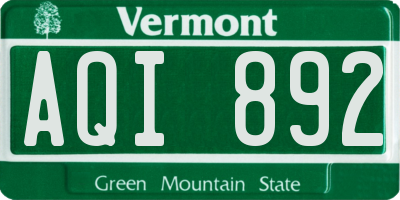 VT license plate AQI892