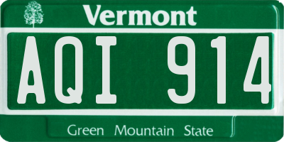 VT license plate AQI914