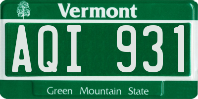 VT license plate AQI931
