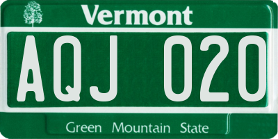 VT license plate AQJ020