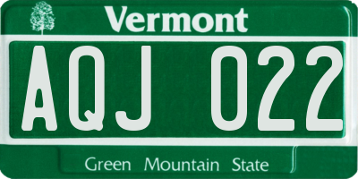 VT license plate AQJ022