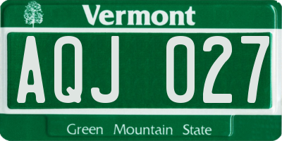 VT license plate AQJ027