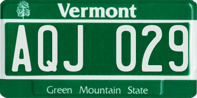 VT license plate AQJ029