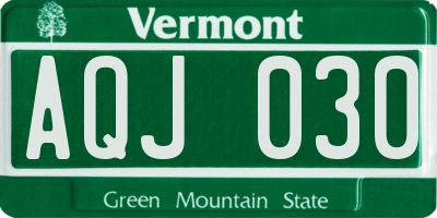 VT license plate AQJ030