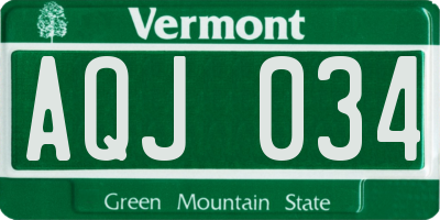 VT license plate AQJ034