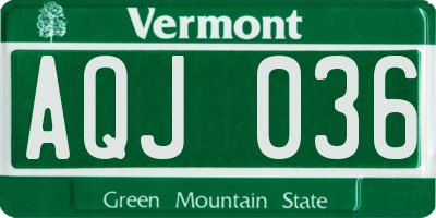 VT license plate AQJ036
