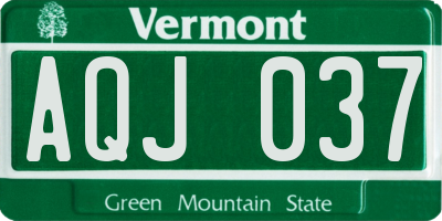 VT license plate AQJ037