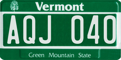 VT license plate AQJ040