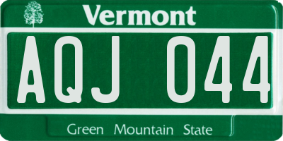 VT license plate AQJ044