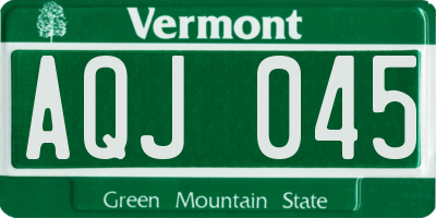 VT license plate AQJ045