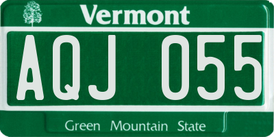 VT license plate AQJ055
