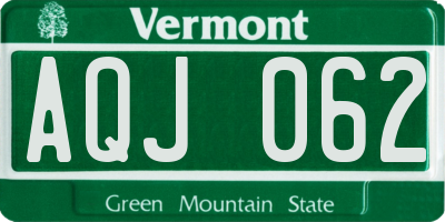 VT license plate AQJ062