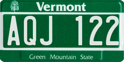 VT license plate AQJ122