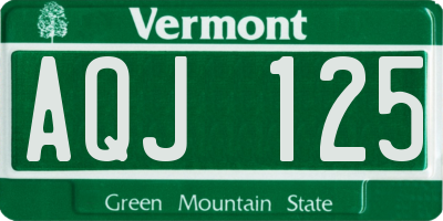 VT license plate AQJ125