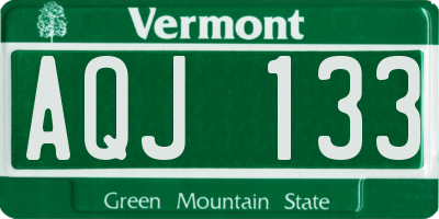 VT license plate AQJ133