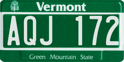 VT license plate AQJ172