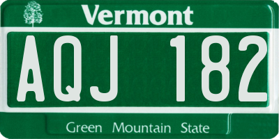 VT license plate AQJ182
