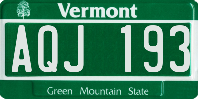 VT license plate AQJ193