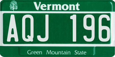 VT license plate AQJ196