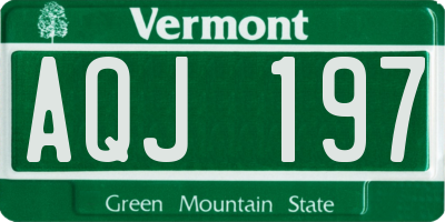 VT license plate AQJ197