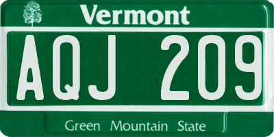 VT license plate AQJ209