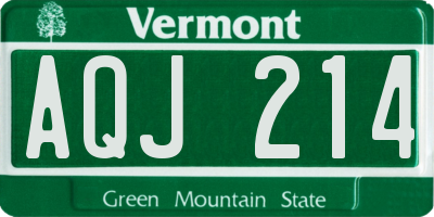 VT license plate AQJ214
