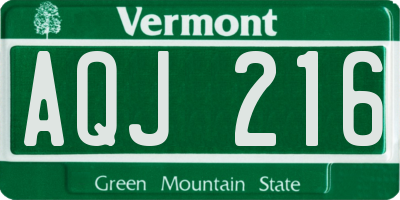 VT license plate AQJ216