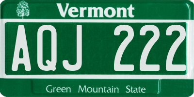 VT license plate AQJ222
