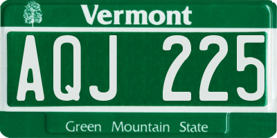 VT license plate AQJ225