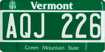 VT license plate AQJ226