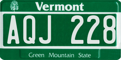 VT license plate AQJ228