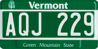 VT license plate AQJ229