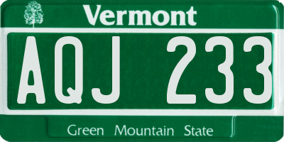 VT license plate AQJ233