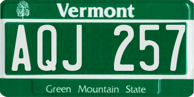 VT license plate AQJ257