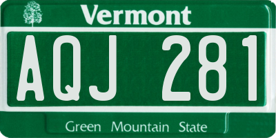 VT license plate AQJ281