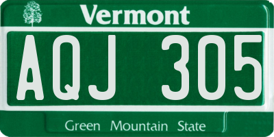 VT license plate AQJ305