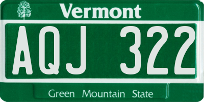 VT license plate AQJ322