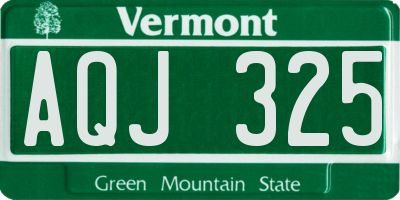 VT license plate AQJ325
