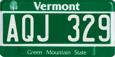 VT license plate AQJ329