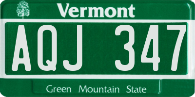 VT license plate AQJ347