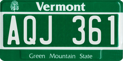VT license plate AQJ361