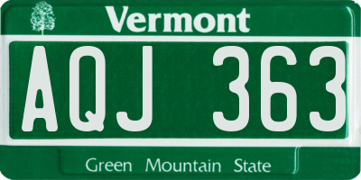 VT license plate AQJ363