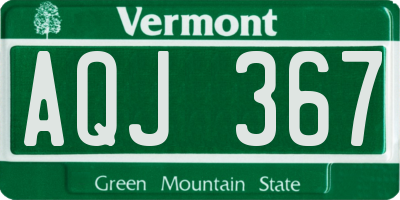 VT license plate AQJ367