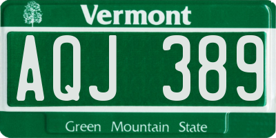 VT license plate AQJ389